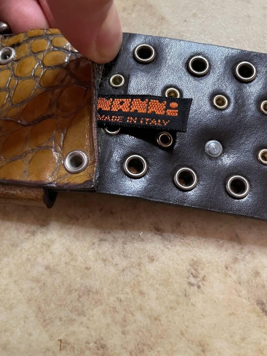 nanni レザーベルト 85/34 USED（2） イタリア製 nanni ナンニ 本革レザー コンチョベルト ブラック