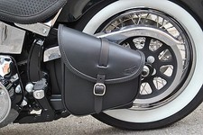 BOLSO DE SILLÍN PARA HARLEY DAVIDSON SOFTAIL Y MARCO RÍGIDO CUERO ITALIANO HECHO A MANO