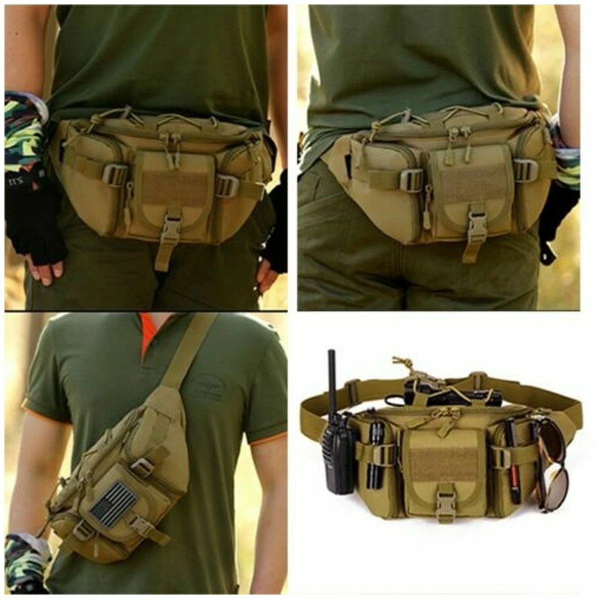 Tactical Fanny Pack for Men Waist Bag Military Hip Belt Outdoor Hiking  Fishing