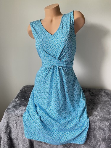 Vestido sin mangas Land's End Jersey nudo torcido V floral camiseta verde azulado Xs 2-4 - Imagen 1 de 8