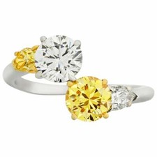 Stunning Round Shape Yellow Citrine  White CZ 2.00CT Wedding Anniversary Band
