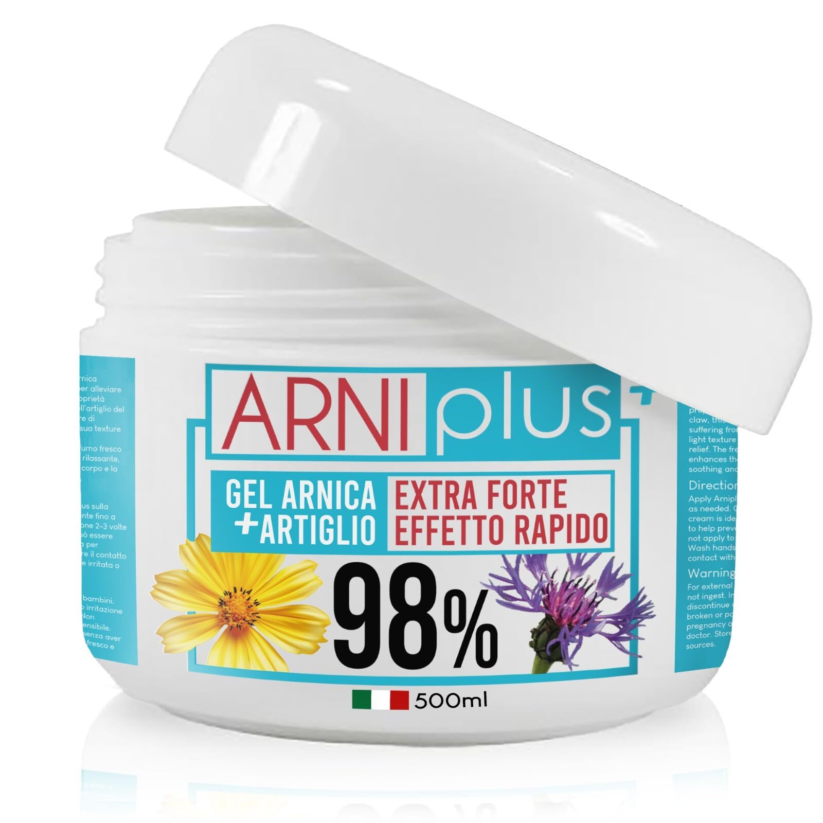 ARNIplus+ Arnica per cavalli uso umano, con VITAMINA C, 500ml arnica gel forte, 