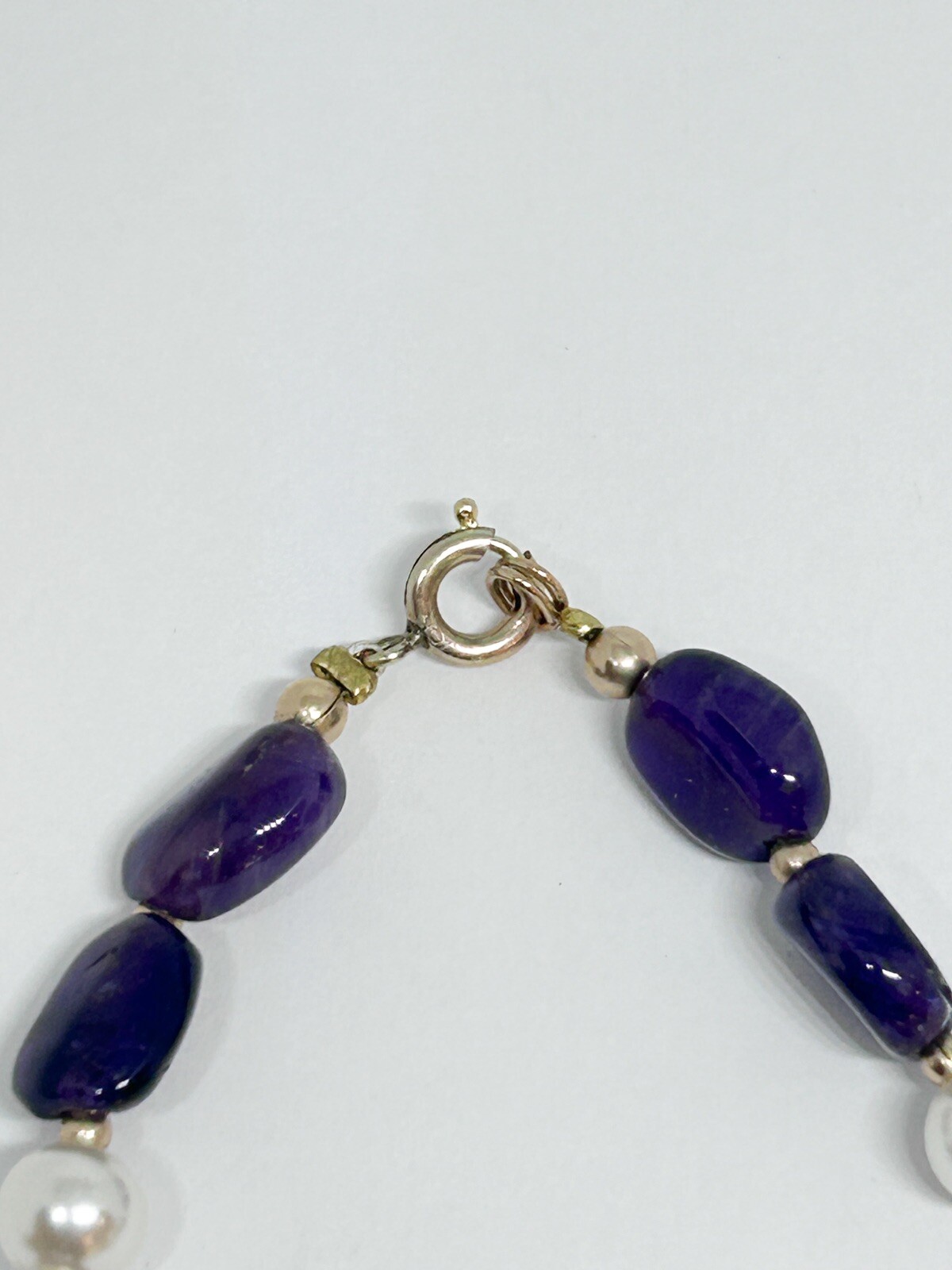 Vintage Beaded Necklace  Rectangular Amethyst Fau… - image 5