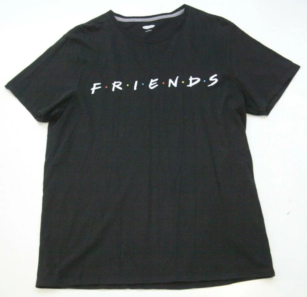 Large Old Navy Friends Black White Short Sleeve Cotton Mans Tee T Shirt Top NN18
