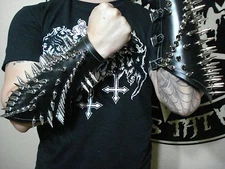 ZYKLON..   LEATHER SPIKE OLD SCHOOL GAUNTLET   .BLACK METAL...(MDLG0022)