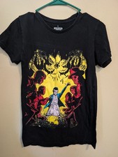 2017 Netflix Stranger Things Eleven Gang Upside Down Black Graphic Tee SMALL