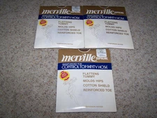 3 Pairs Vtg MERVILLE Supreme Control Top PANTYHOSE Size Average Nylons FROLIC