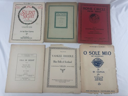Antike Violine Noten Konvolut - Stille Nacht, O Sole Mio, Yankee Doodle 1920er