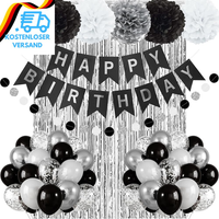 Geburtstagsdeko Schwarz Silber, Geburtstag Party Deko Schwarz Weiß Silber Luftba
