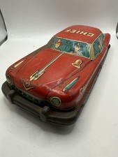 Vintage Tin Friction Toy Chief Fire Dept. Car Made In Japan Trade Mark