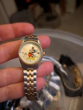 Vintage Disney Lorus Mickey Mouse Watch Moving Hands Gold  Silver Tone Bracelet
