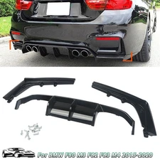 V Style Rear Bumper Diffuser Spoiler For BMW F80 M3 F82 F83 M4 15-20 Gloss Black