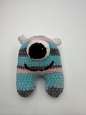 Mini Handmade Original Crochet Monster Plush Stuffed Animal Blue Pink