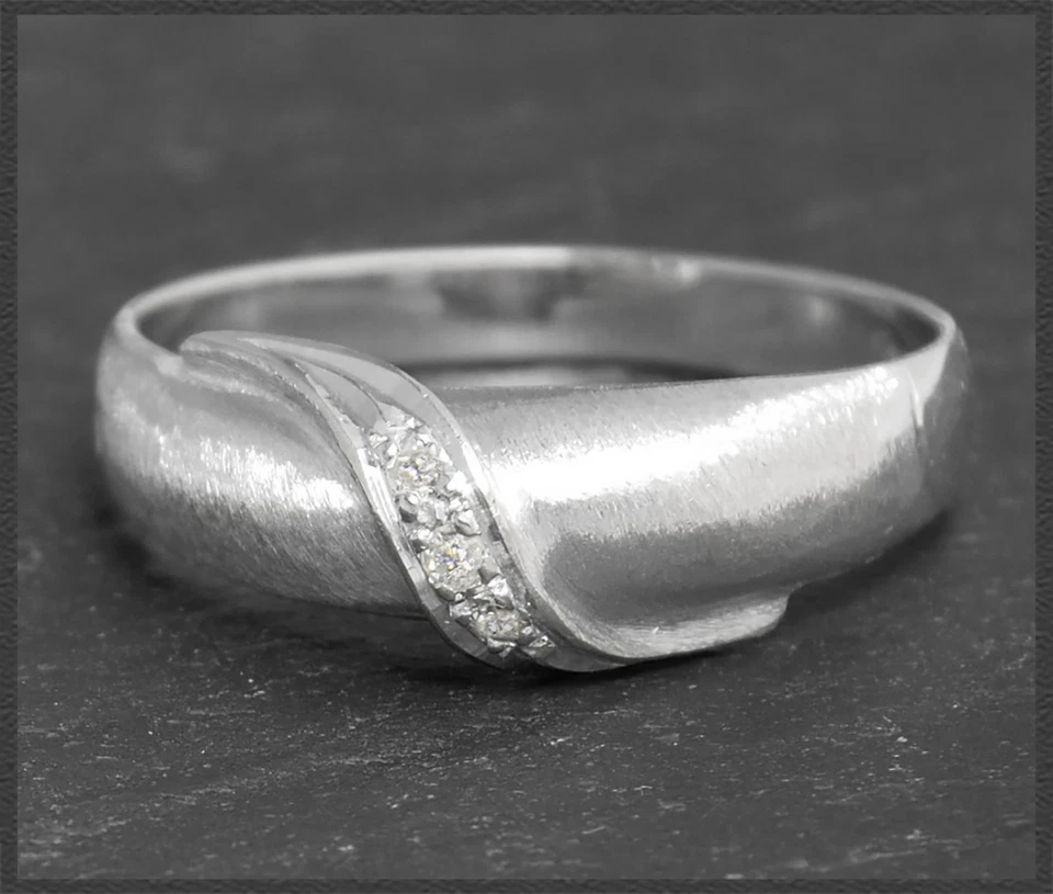 Diamant Ring von WEMPE, aus 585 Weißgold mit 3 Diamanten, Damen Bandring - Bild 3 von 4