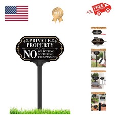 No Soliciting Sign for House with Stake - Adjustable Height - 12.7 x 6.6 Inch...