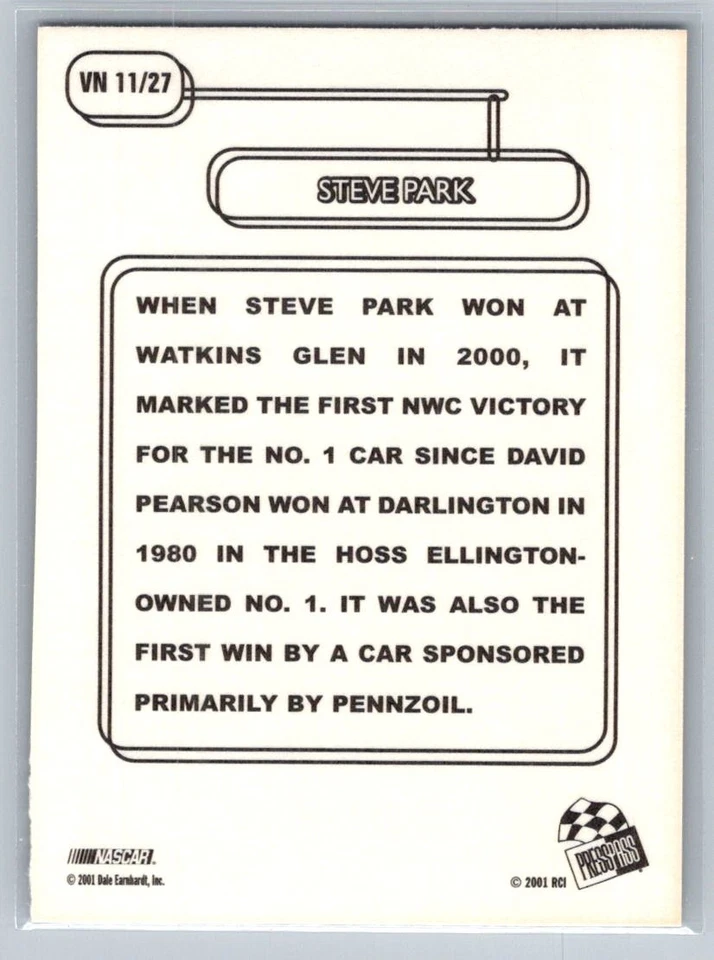 💎2001 Press Pass Vintage #VN 11 Steve Park - Dale Earnhardt Inc.💎 - Image 2 of 2