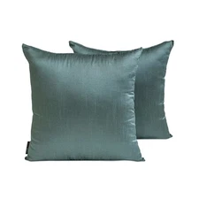 Smoky Green Art Silk Lumbar Pillow Covers, Pack of 2-Smoky Green Luxury