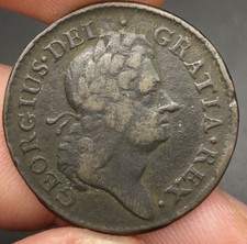 COLONIAL 1723 Wood's Hibernia Halfpenny, VF rare copper coin