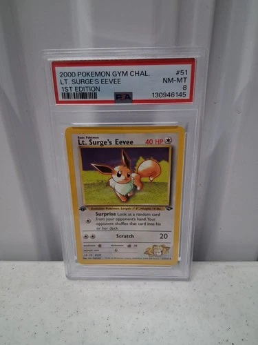 2000 Pokemon Gym Challenge 1st Edition #51 Lt. Surge's Eevee PSA 8