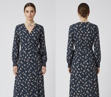 Bnwt Saint Tropez dark teal multi printed wrap around calf length dress size 12