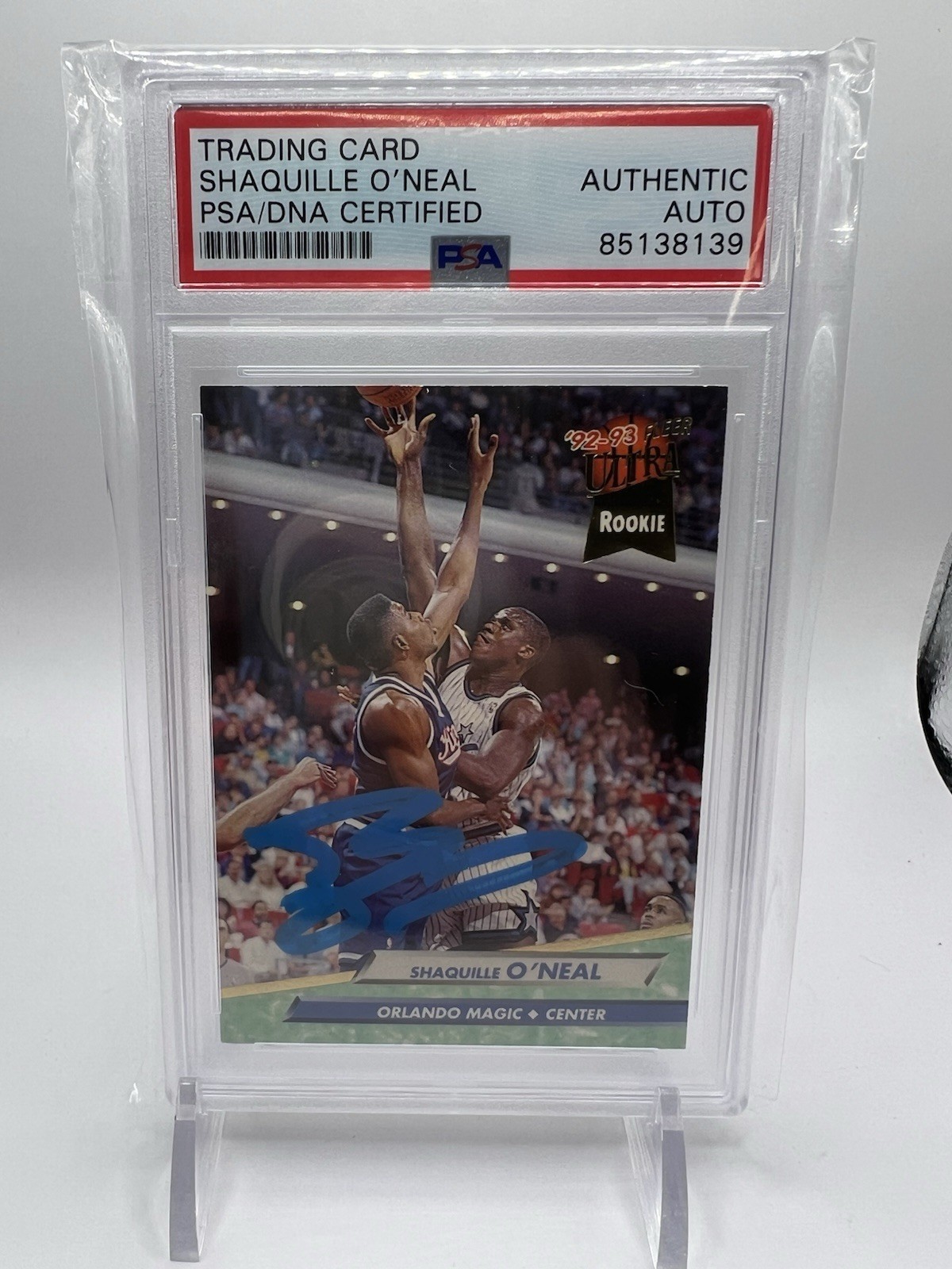 1992-93 Fleer Ultra Shaquille O'Neal #328 RC Rookie Shaq Signed Auto PSA DNA view 6