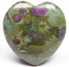 RUBIN in FUCHSIT Herz Herzen Edelsteinherz Handschmeichler ROT - GRÜN - LIEBE !