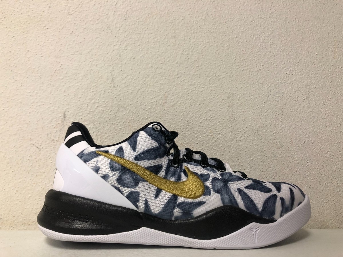 Nike Kobe VIII GS White Metallic Gold Black FN0266-102 Size 6.5y
