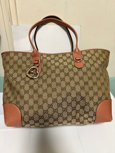 Gucci GG Pattern Handbag Beige Canvas Leather Women Pre-owned From Japan