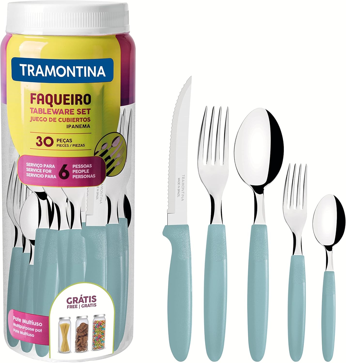 Set Posate Colorate Ipanema 30 Pz Tramontina - Stile Moderno per Tavola