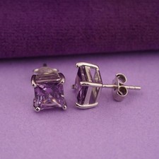 1.75 CT Round Cut Lab Created Amethyst Girl Stud Earrings 14K Yellow Gold Plated