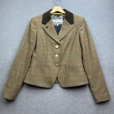 Joules Tweed Jacket UK 10 Green MERRYHILL Blazer Plaid Dogstooth Parade Hacking