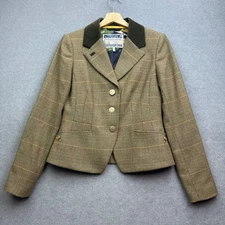 Joules Tweed Jacket UK 10 Green MERRYHILL Blazer Plaid Dogstooth Parade Hacking