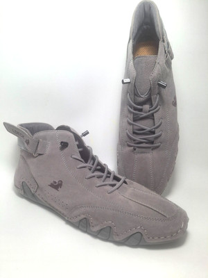 L DECK Men's SZ 48 US 13-14 Ankle Chucka Boots Shoes Lace Up Gray Leather