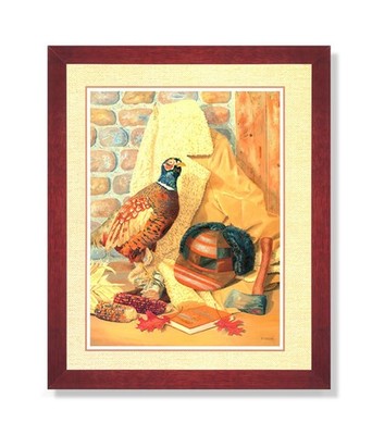 Pheasant Corn Hat Going Hunting Cabin Picture Framed Art Print