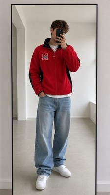 Nebraska Huskers Fleecejacke Rot/Schwarz Vintage College Style Size XL USA