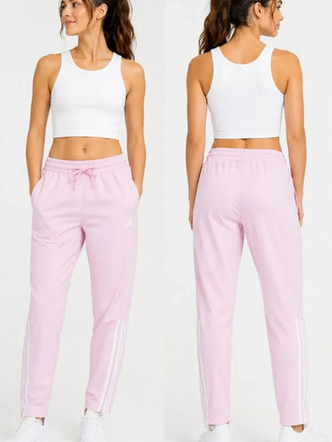 Adidas Women’s Pink Track Joggers XL | 3-Stripes Ankle Zip Pants | Athletic