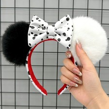 Disney  Resort 101 Dalmations Cruella Faux Fur Plush Ears Headband Disneyland