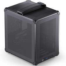 C6-ITX Black Mini ITX Handled Mesh PC Case, Simple Compact Desktop Chassis, SP M