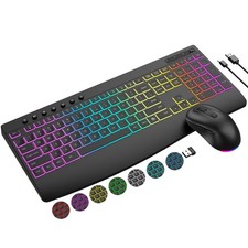 Wireless Keyboard and Combo, 9 Backlit Effects, 4000mAh Rechargeable Backlit ...