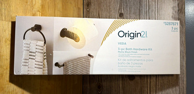 Origin21 Veda 3pc Bath Hardware Set Matte Black w/ Concealed Mounting
