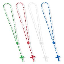ZYFLSQ Bulk Plastic Rosary Beads 17 inch, Blue, Red, Green, Glow in the dark