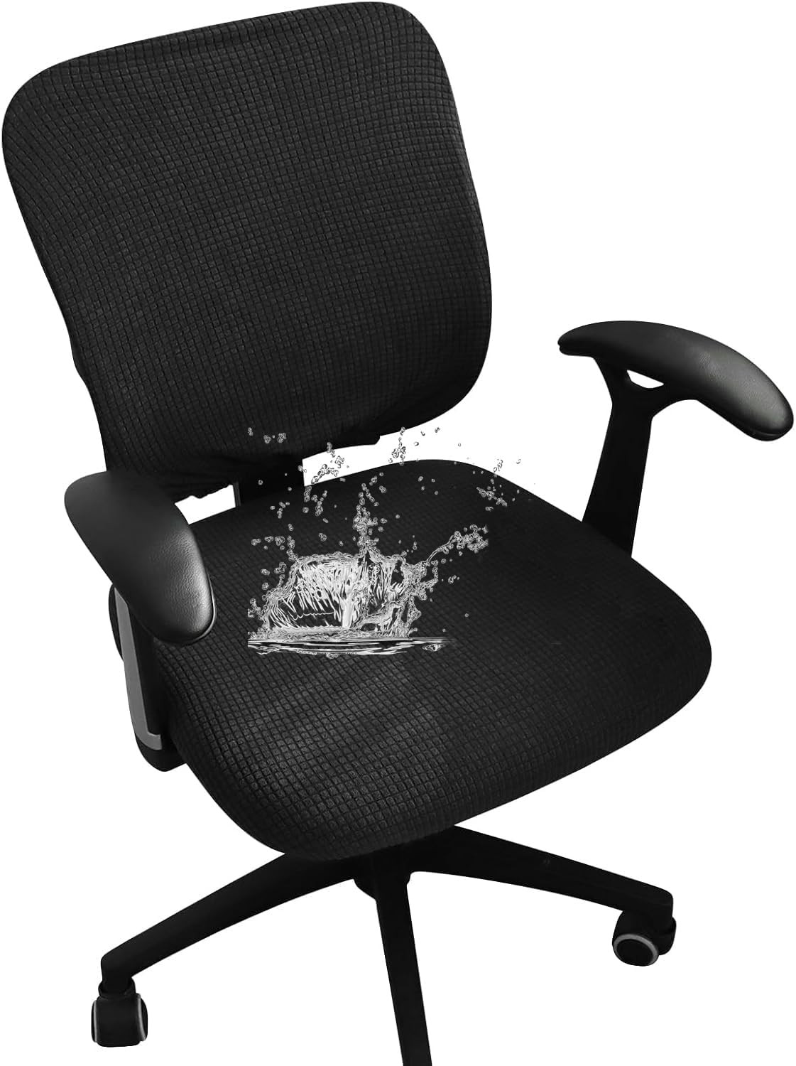Cover Black Jacquard Stretch Office Chair Covers Two Piece F