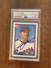 Pudge Ivan Rodriguez Sign Rookie Card 1991 TOPPS TRADED 101 PSA AUTHENTIC AUTO. rookie card picture