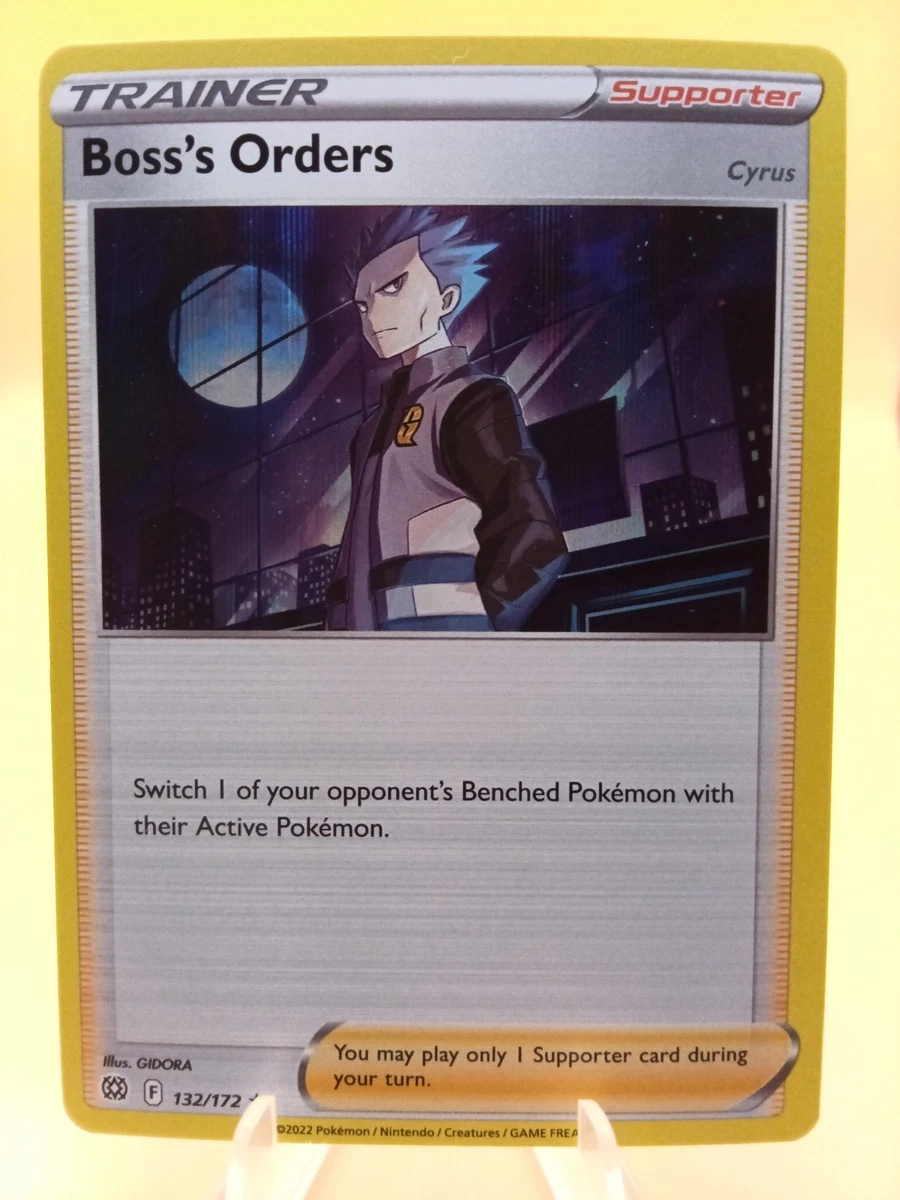 boss's orders pokemon card value 2020 Japanese Sword & Shield: Rebellion Crash #112/096 Hyper Rare Price Guide Switch 1 of your opponents Benched Pokemon with their Active PokemonYou may play only 1 Supporter card during your turn. Bosss Orders Trainer Supporter Ghestis