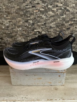 Brooks Glycerin 22 Black Blue Heron Orange 8.5 B Medium US Women's