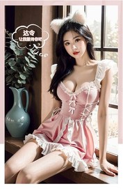 Sexy Lingerie Maid Uniform Babydoll Dress Party Bar Club Servant Cosplay Costume