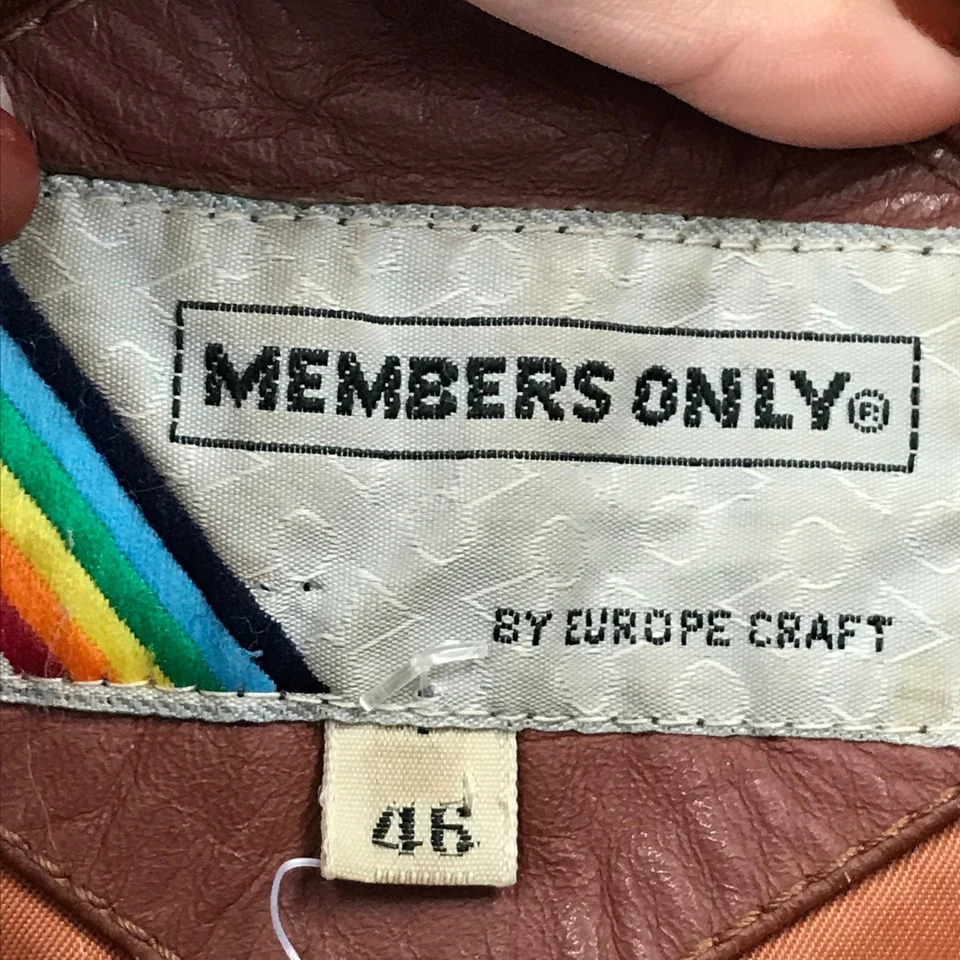 Vintage Members Only Brown Leather Bomber Jacket Size 46 - Image 4 of 4