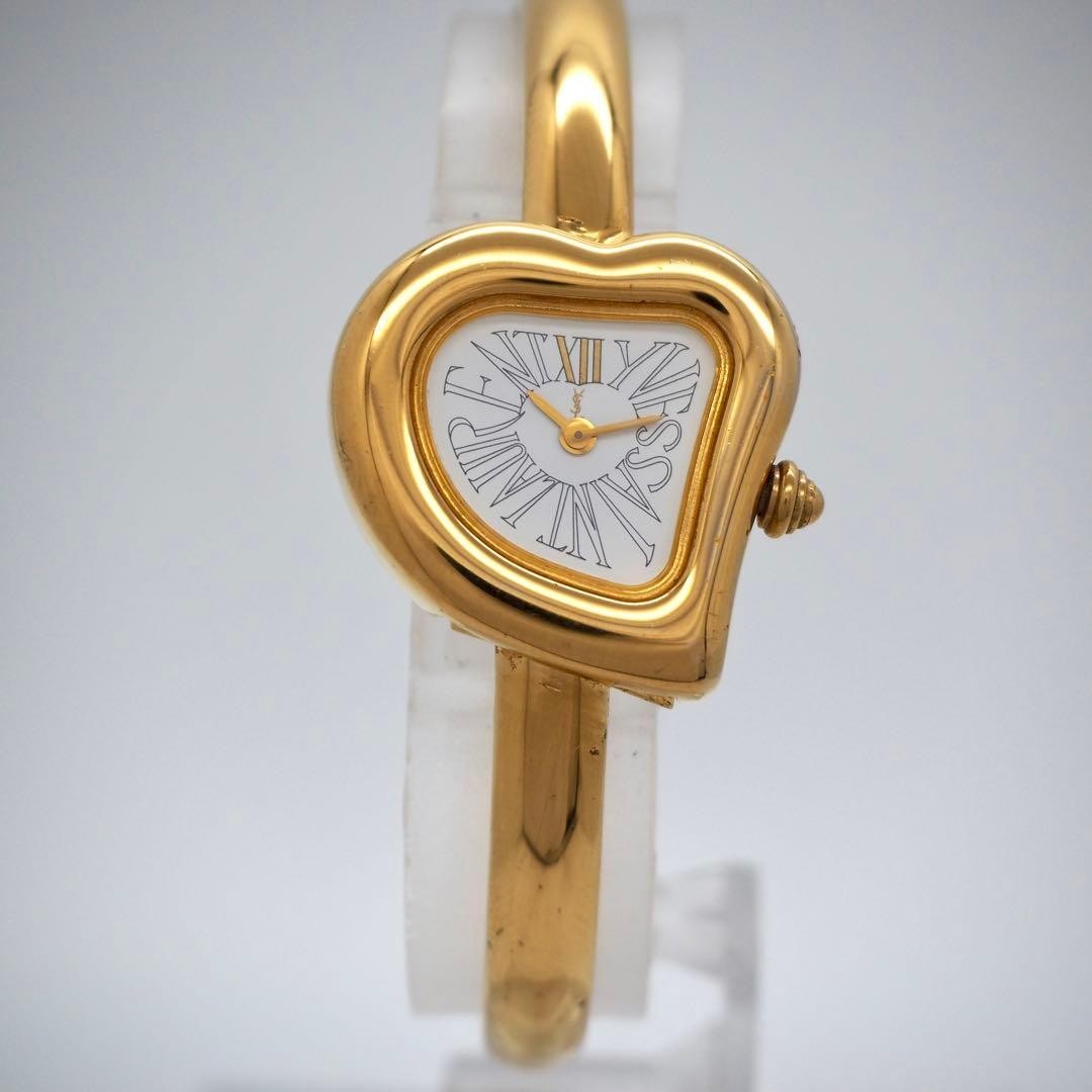 Yves Saint Laurent YSL 40th Heart Shaped Gold Watch Quartz Vintage
