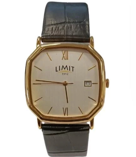 Gents Basic Dress Watch, Silver Dial & Gold Case with  Date, Limit Model 50036