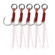 5Pcs 50x13mm Fishing Assist Hooks Kit Glow Fishing Hook Slow Fast Fall Jig Green